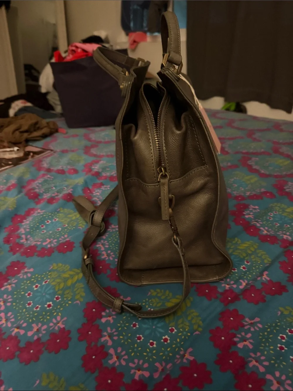 C&C California Olive Green Leather Satchel